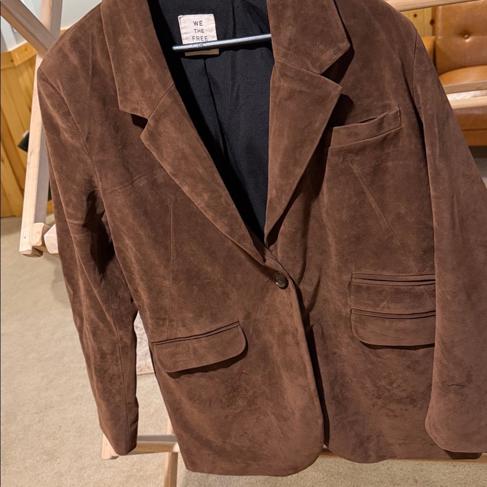 Free People Paper cut faux Suede Blazer - Picture 3 of 9